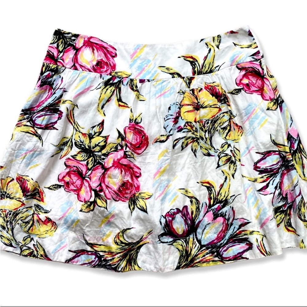 CAbi Floral A-Line Flare Watercolor Skirt Size 16 'Afternoon in the Garden’